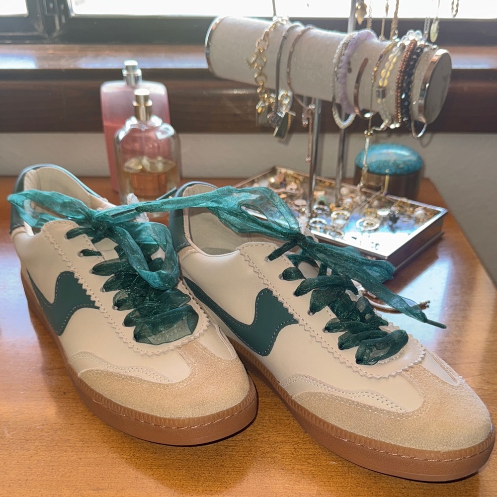 Dolce Vita Cream and Green Women's Sneakers